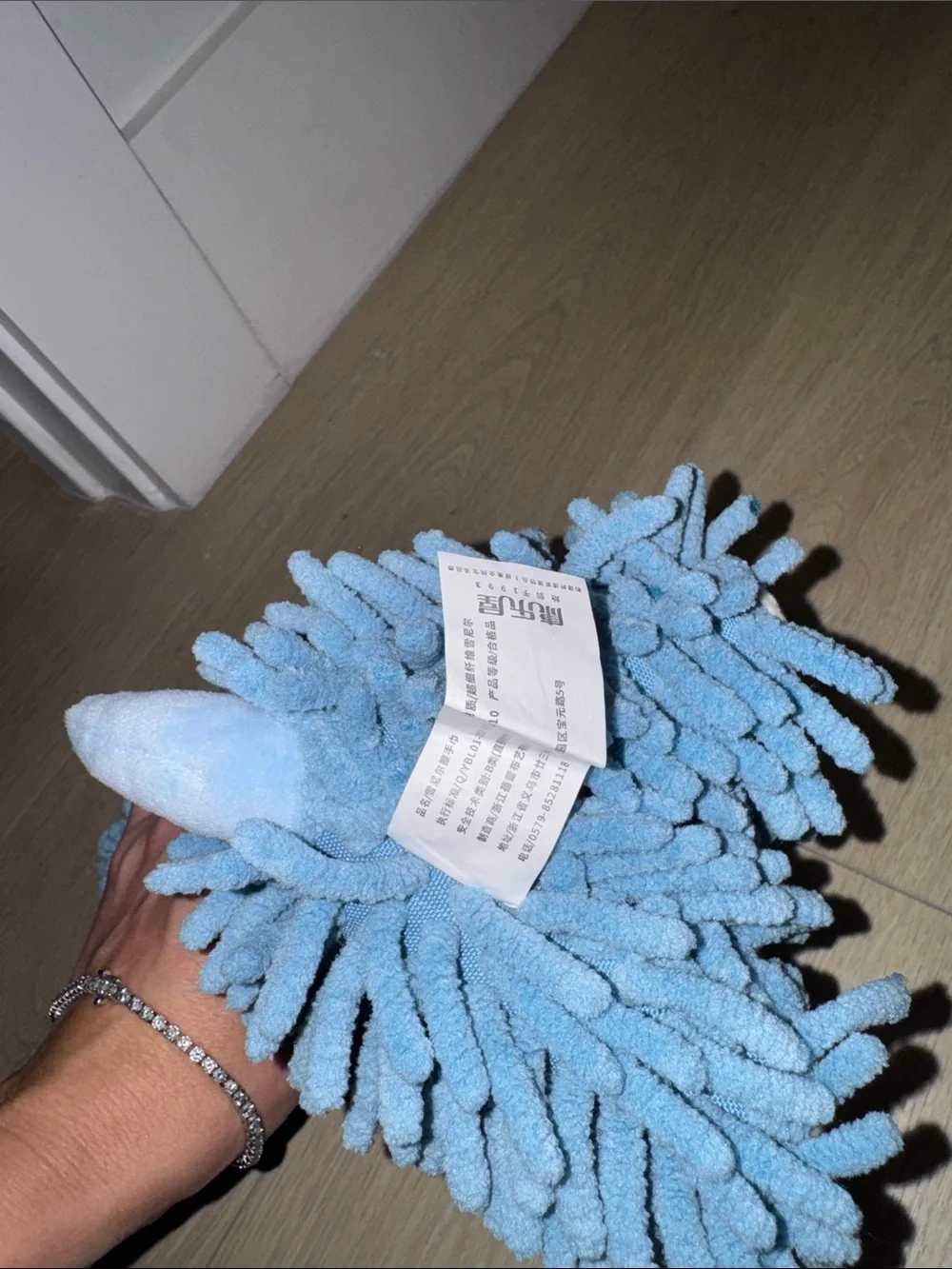 Blue Plush Chenille Dog Toy - Soft Mop-Style Pet Plush Wash Cloth